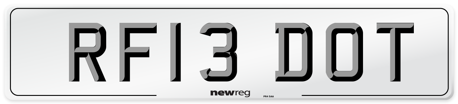 RF13 DOT Number Plate from New Reg